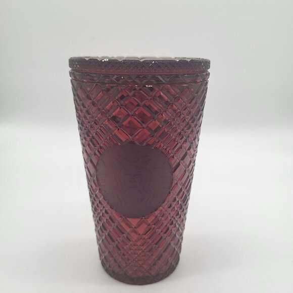 Starbucks Other - Starbucks Coffee Tumbler Jewel Tone Red Merlot No straw 2021 Holiday Diamond Tex